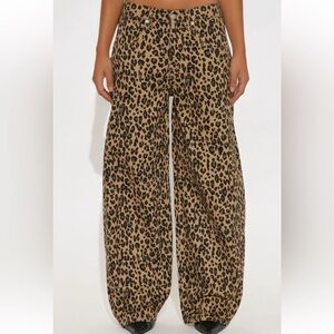 Fashion Nova Animal Print Wide-Leg Pants